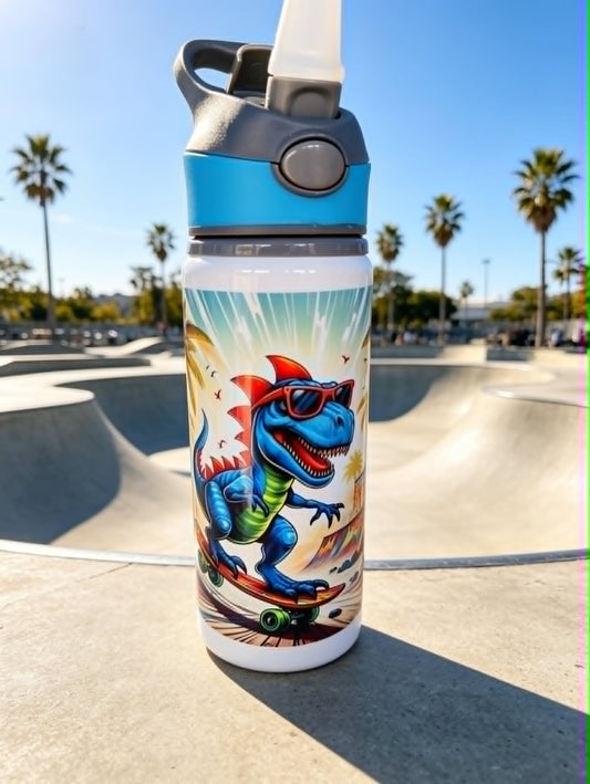 Dinosaur 650ml Aluminium Water Bottle | Kids Dino Sports Bottle