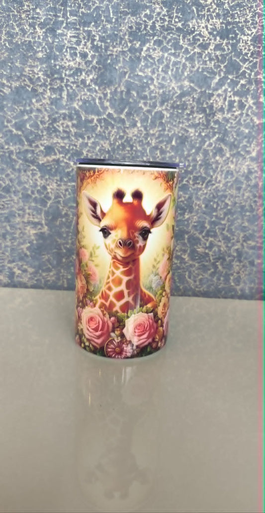 Giraffe 12oz Insulated Tumbler | Stainless Steel Floral Giraffe Tumbler
