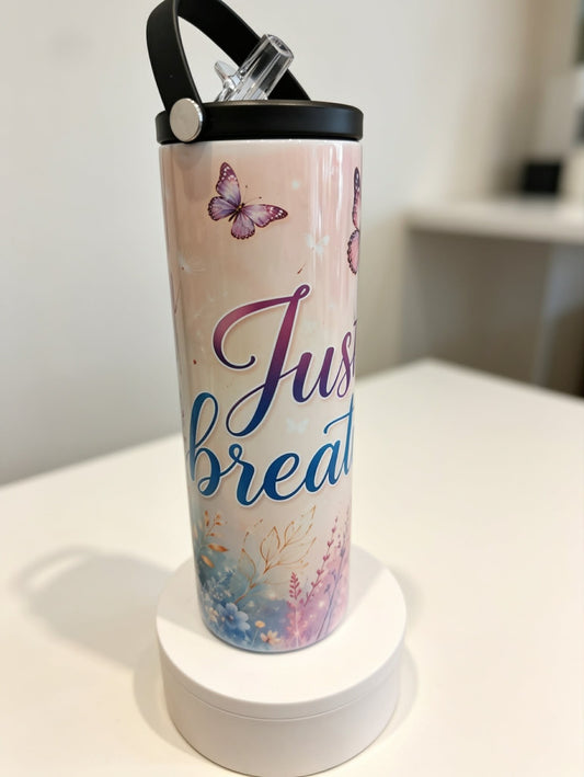 Just Breathe 20oz Tumbler with Straw and Handle | Insulated Travel Tumbler