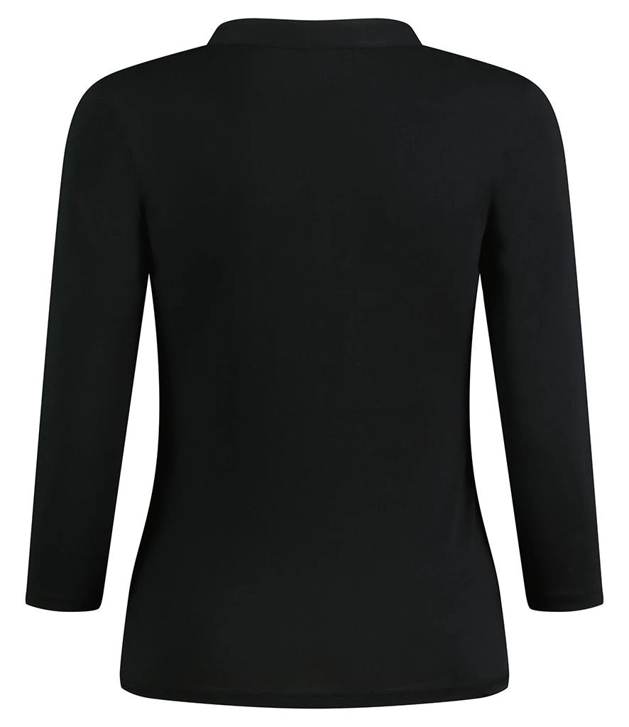 K785 — Ladies ¾ Sleeve Mandarin Collar Top