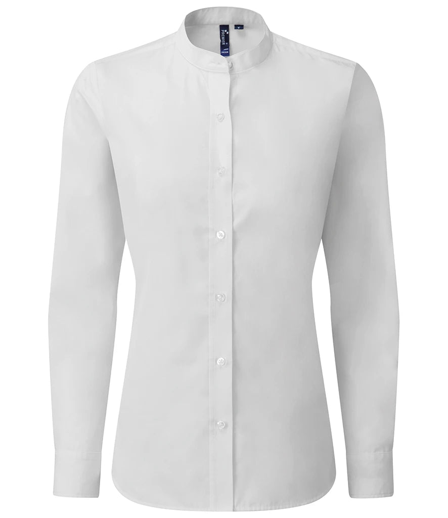 PR358 — Premier Ladies Banded Collar Grandad Shirt