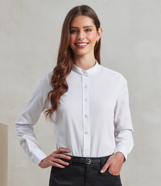 PR358 — Premier Ladies Banded Collar Grandad Shirt