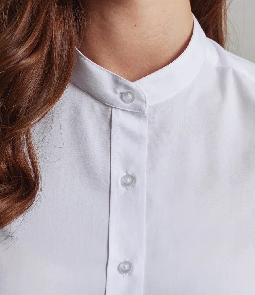 PR358 — Premier Ladies Banded Collar Grandad Shirt