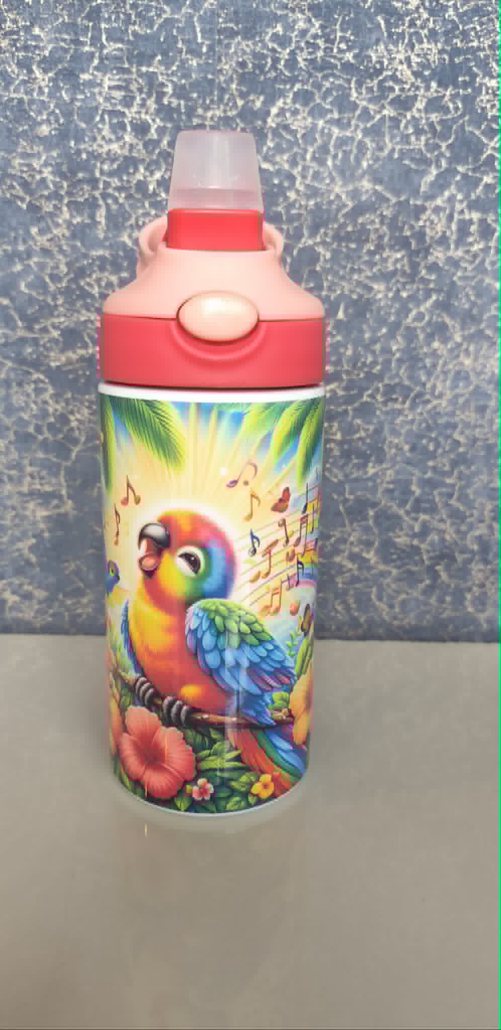 Parrot 12oz Kids Water Bottle | Stainless Steel Tropical Bird Bottle