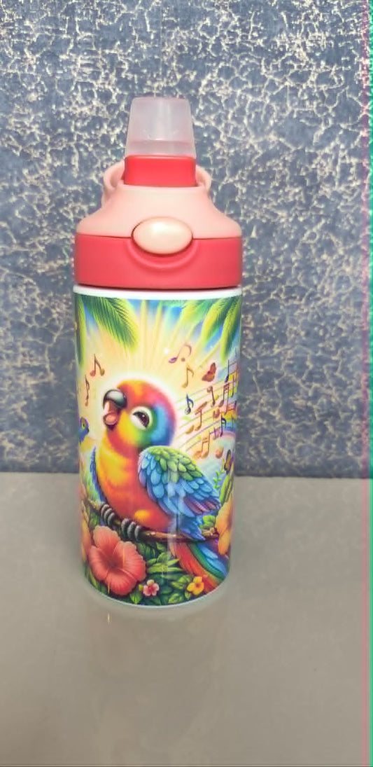 Parrot 12oz Kids Water Bottle | Stainless Steel Tropical Bird Bottle