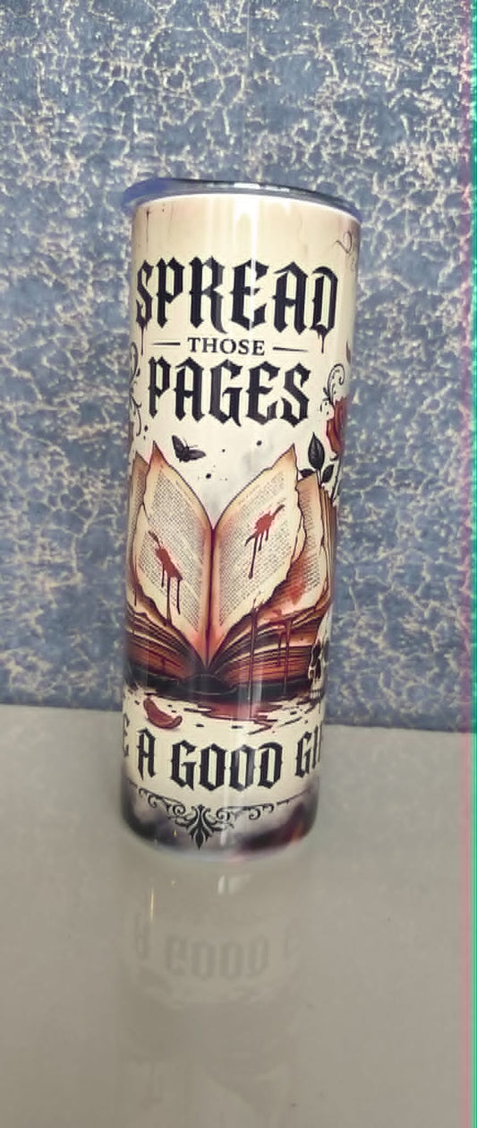 Spread The Pages 20oz Tumbler | Bookish Reader Stainless Steel Tumbler