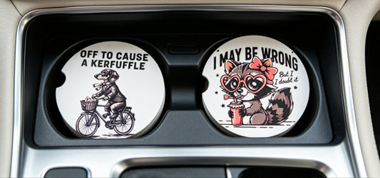 Personalised Car Coasters | Custom Car Cup Holder Coaster Set