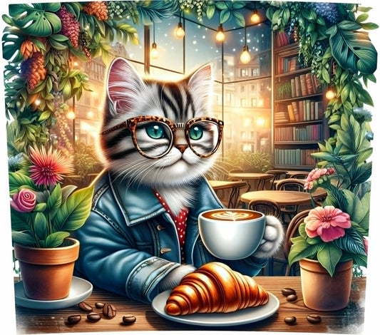 Cat and Coffee 20oz Tumbler | Bookish Cat Stainless Steel Tumbler
