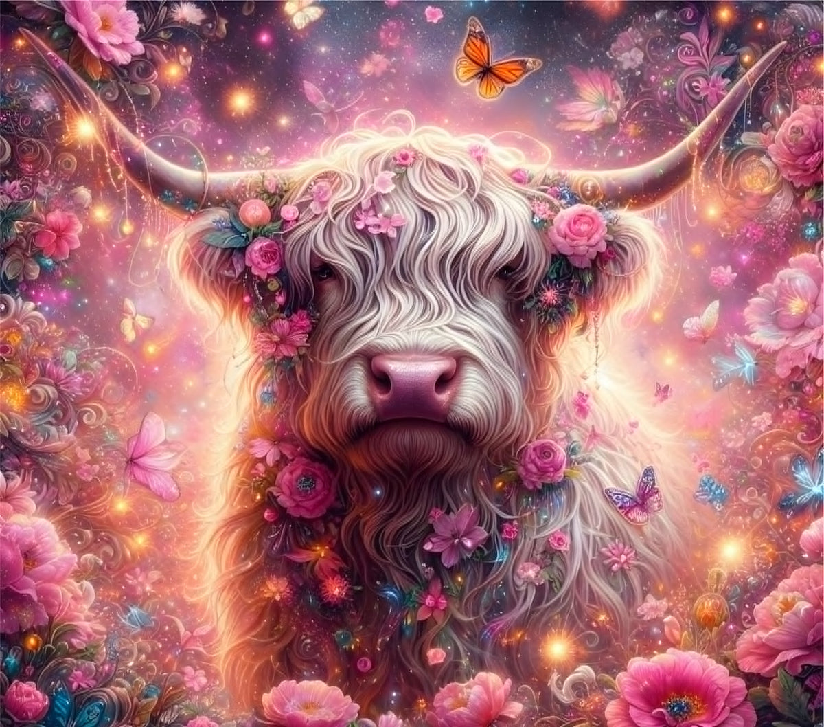 Highland Cow 20oz Insulated Tumbler | Stainless Steel Floral Cow Tumbler