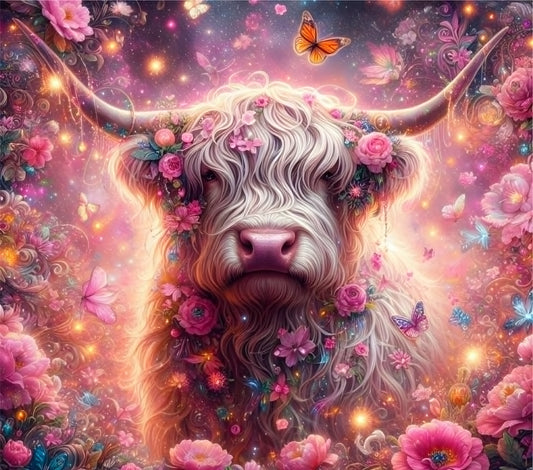 Highland Cow 20oz Insulated Tumbler | Stainless Steel Floral Cow Tumbler