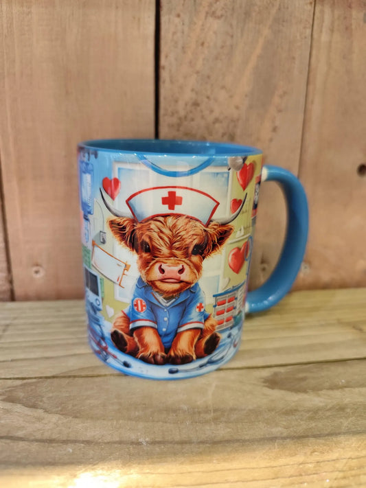 Highland Cow Nurse 11oz Ceramic Mug | Nurse Thank You Gift Mug
