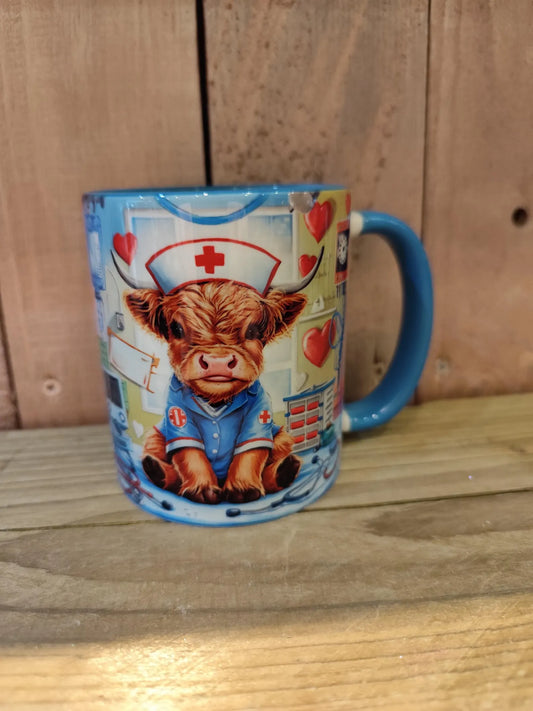 Highland Cow Nurse 11oz Ceramic Mug | Nurse Thank You Gift Mug