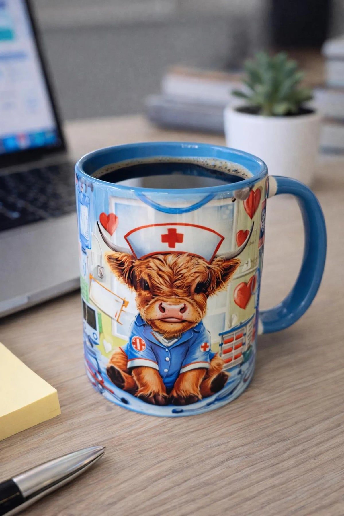 Highland Cow Nurse 11oz Ceramic Mug | Nurse Thank You Gift Mug
