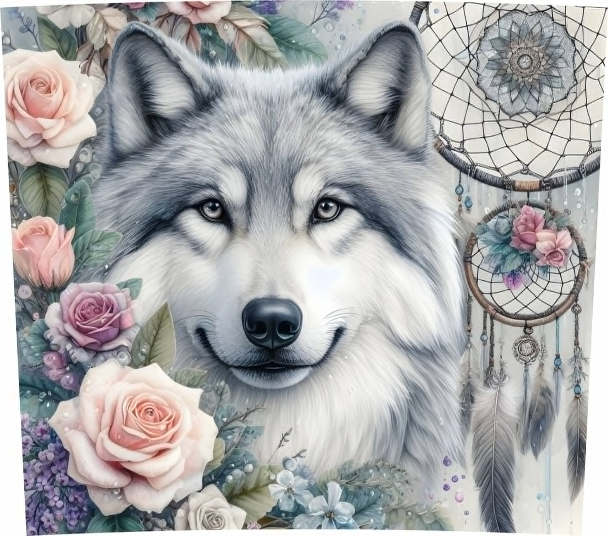 Wolf 20oz Insulated Tumbler | Stainless Steel Wolf Dreamcatcher Tumbler